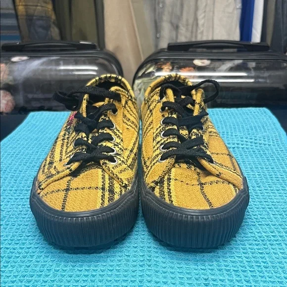 Vans Yellow and Black Plaid Sneakers
